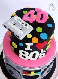80 S Themed 40th Birthday Cake gambar png