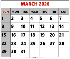 march 2020 printable calendars