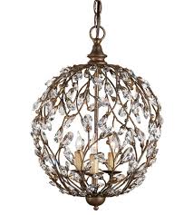 Currey Company 9652 Crystal Bud 3 Light 13 Inch Cupertino Chandelier Ceiling Light