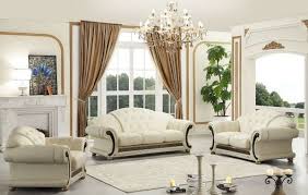 Apolo Living Room Set In Ivory Leather