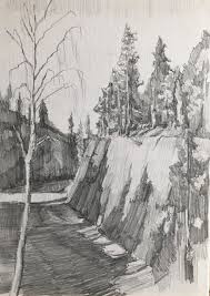 Drawing Landscape Ruskeala Karelia
