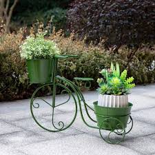 green bicycle plant stand