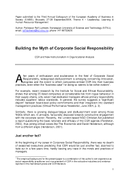 1) you need an original title for your paper. Pdf Building The Myth Of Corporate Social Responsibility Rolf Lunheim Academia Edu