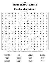 printable food and nutrition word search