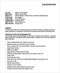 Patient Care Technician Job Description Sample 9 Examples