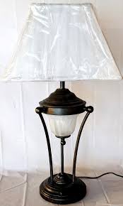 Bronze Lamp W Alabaster Glass 29 H