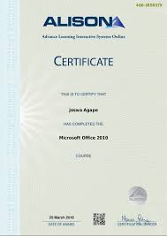 Microsoft Office 2010 Certificate