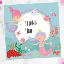 Ready To Write Kids Thank You Cards Mermaid Party
