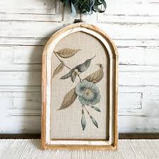 Perched Hummingbird Framed Linen Wall