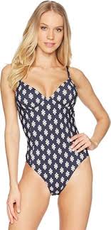 Tory Burch Double Diamonds One Piece Swimsuit M Medium 8 10 Navy With Tags