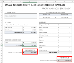 profit and loss statement in excel