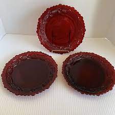 Vintage Set Of 3 Avon Cape Cod Ruby Red