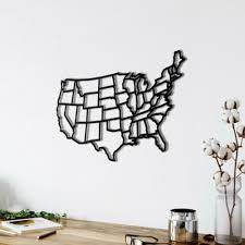 Metal Usa Map Wall Art States Of