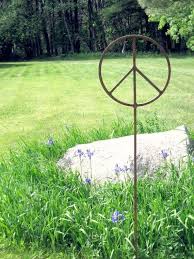 Outdoor Metal Peace Sign Garden Art