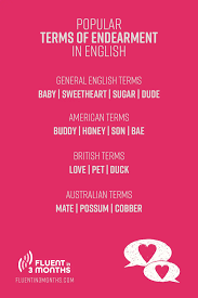 70 terms of endearment from around the