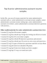 Sample Administrative Assistant Resumes Top 8 Senior Administrative