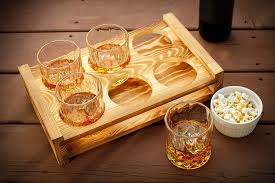 Buy rustic wooden cigar ashtray, whiskey glass tray with cigar holder, slot to hold cigar, whiskey accessory set, a great decor for home, office or bar, great gift for men (wood): Buy Whiskey Glass Server Universal Wooden Tray Six Glass Holder Rustic Wood Bar Serving Tray Whiskey Glass Tray For Home Bars 13 5x8x3 Bar Tray Whiskey Glass Carrier