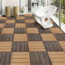 12 in x 12 in coffee interlocking patio flooring wood plastic material composite tile 6 pieces