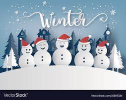 merry christmas with snow man Vector Image