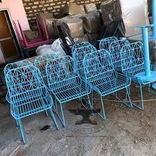 Blue Iron Wire Cafe Chair Size