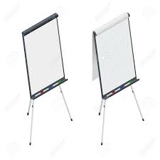 Isometric Blank Flip Chart Whiteboard And Empty Paper Presentation