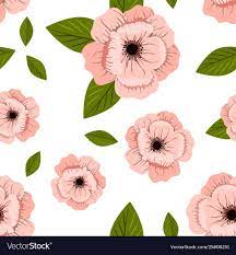 pink flowers print with green leaves