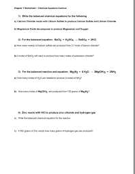 Chemical Equations Exercise