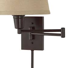 We'll show you how to install wall sconces like a pro. Hampton Bay Ellsworth 1 Light Oil Rubbed Bronze Swing Arm Plug In Wall Lamp With Fabric Shade Hdp30115 The Home Depot