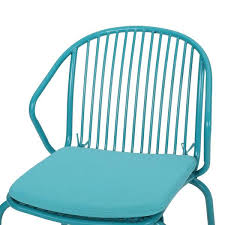 Outdoor Club Chair With Teal Cushions