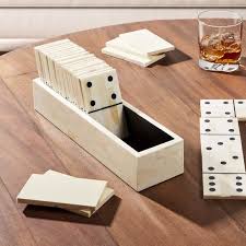 Bone Inlay Domino Set In White