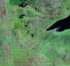 Roads, highways, streets and buildings on satellite photos. Minnesota County Map