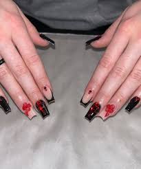 trendy red and black nail designs a