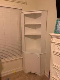 1 door corner storage cabinet white