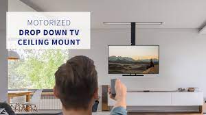 motorized drop down tv mount with
