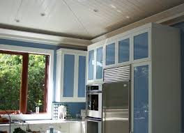 Painted Glass And White Laquer Kitchen