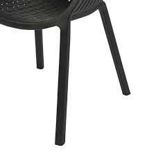Set Of 4 Garden Chairs Plastic Black
