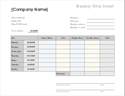 Weekly Time Sheet With Tasks And Overtime