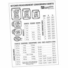 Kitchen Conversion Chart Cooking Baking Cups Measuring Spoons Magnetic Fridge