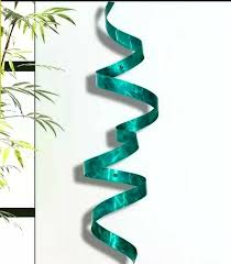 Metal Ribbon Sculpture Modern Teal 3d