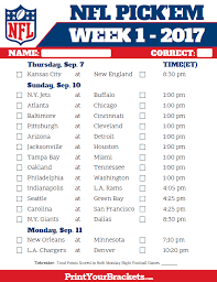 Nfl football week 1 odds and betting lines. Nfl Week 1 Pick Em Sheet In Color Nfl Week 1 Nfl Weekly Picks Nfl