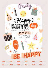 Download hd happy birthday photos for free on unsplash. Happy Birthday Wall Calendar 2020 Yearly Planner Have All Months Good Organizer And Schedule Trendy Party Illustrations Lettering With Holiday Inspiration Quotes Vector Background Royalty Free Cliparts Vectors And Stock Illustration Image