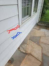Replacing bottom section of aluminum siding with stone veneer. should I  remove and install up to blue or red : r/Renovations