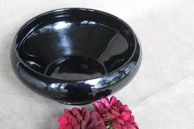 Ebony Black Depression Glass Vase Deco