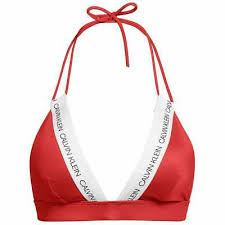Calvin Klein Women Swimwear Ck Logo Triangle Bikini Top Laras Lipstick Ebay