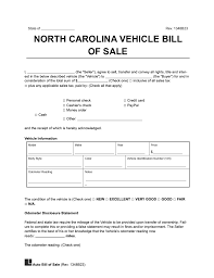 free north carolina motor vehicle bill