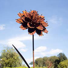 Rusted Metal Flowers Garden Stakes