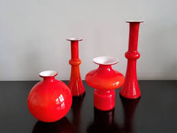 Red Glass Carnaby Vases By Per Lütken