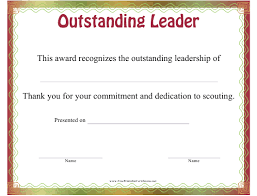 Outstanding Leader Certificate Template Download Printable