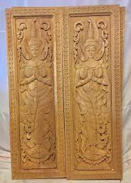 Wooden Wall Art Carved Thai Angle Lotus
