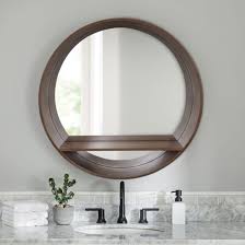 Large Wood Mdf Round Wall Mirror With A